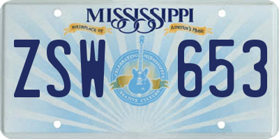 MS license plate ZSW653