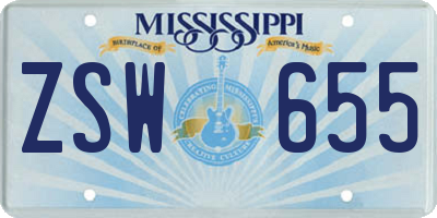 MS license plate ZSW655