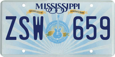 MS license plate ZSW659