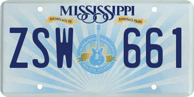 MS license plate ZSW661