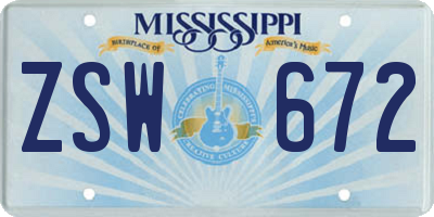 MS license plate ZSW672