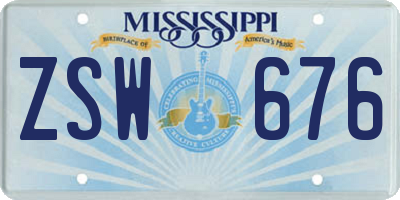 MS license plate ZSW676