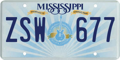 MS license plate ZSW677