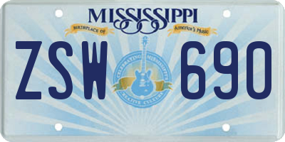 MS license plate ZSW690