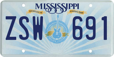 MS license plate ZSW691