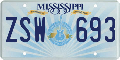 MS license plate ZSW693