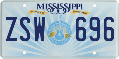 MS license plate ZSW696