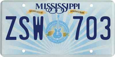 MS license plate ZSW703