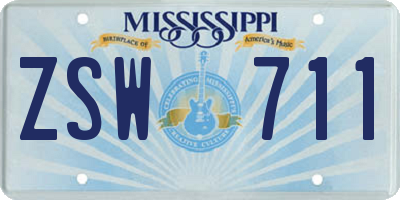 MS license plate ZSW711