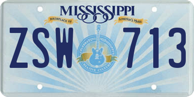 MS license plate ZSW713