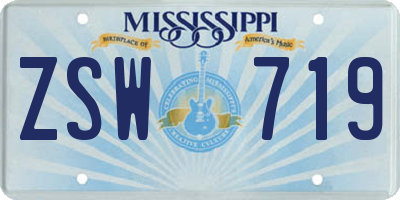 MS license plate ZSW719