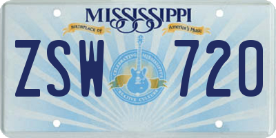 MS license plate ZSW720