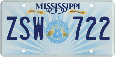 MS license plate ZSW722