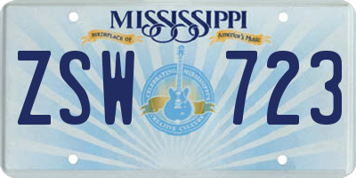 MS license plate ZSW723