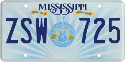 MS license plate ZSW725