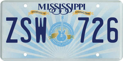 MS license plate ZSW726