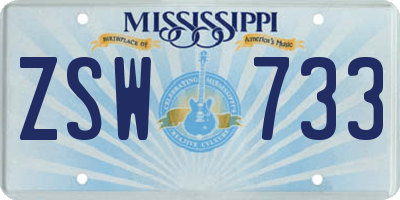 MS license plate ZSW733