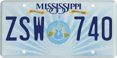 MS license plate ZSW740
