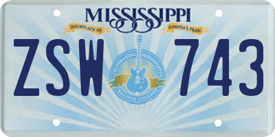 MS license plate ZSW743