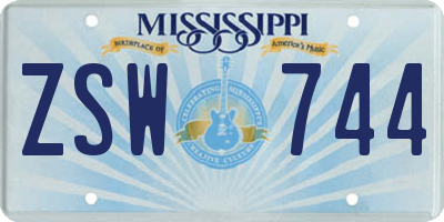 MS license plate ZSW744