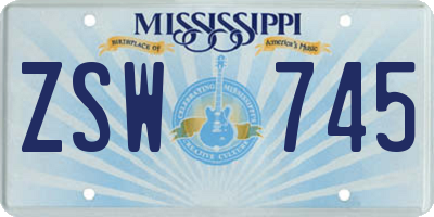 MS license plate ZSW745
