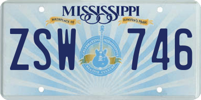 MS license plate ZSW746