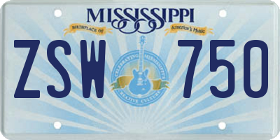 MS license plate ZSW750