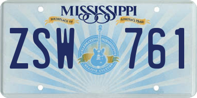MS license plate ZSW761