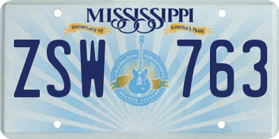 MS license plate ZSW763