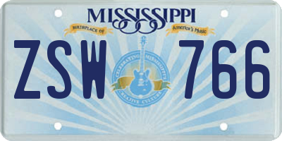 MS license plate ZSW766