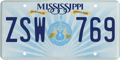 MS license plate ZSW769
