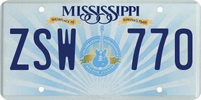 MS license plate ZSW770