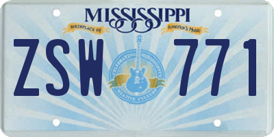 MS license plate ZSW771