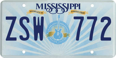 MS license plate ZSW772