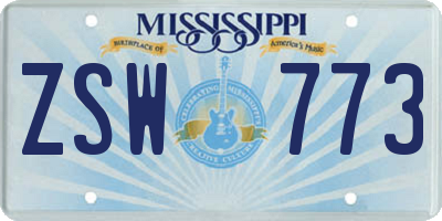 MS license plate ZSW773