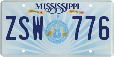 MS license plate ZSW776
