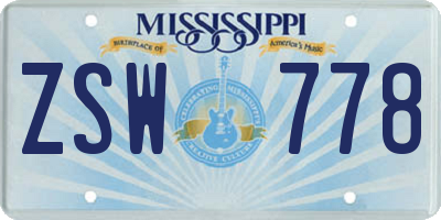 MS license plate ZSW778