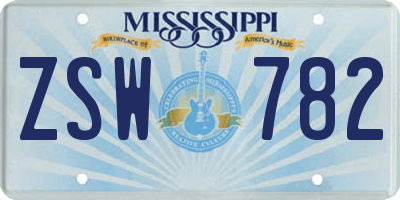 MS license plate ZSW782