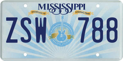 MS license plate ZSW788