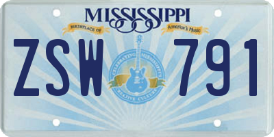 MS license plate ZSW791