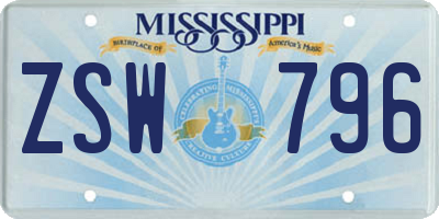 MS license plate ZSW796