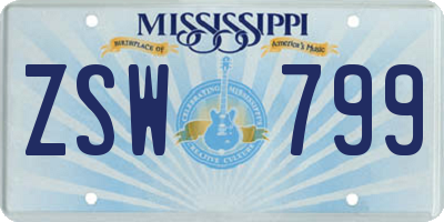 MS license plate ZSW799