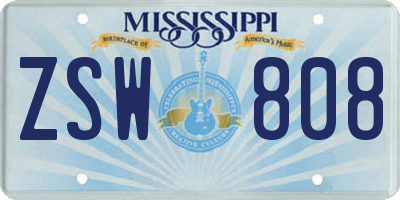 MS license plate ZSW808