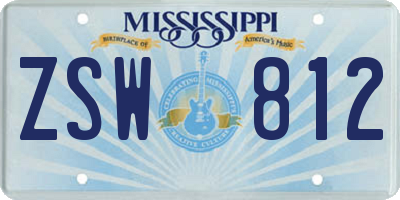 MS license plate ZSW812
