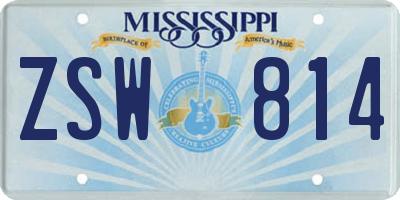 MS license plate ZSW814
