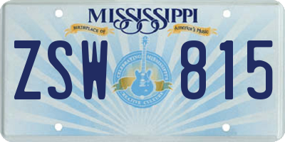 MS license plate ZSW815