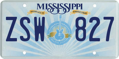 MS license plate ZSW827