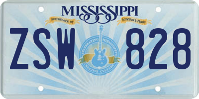 MS license plate ZSW828