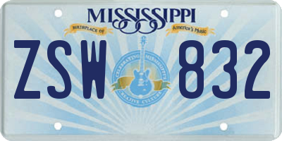 MS license plate ZSW832