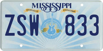 MS license plate ZSW833